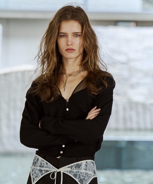 JOSE MOON（ジョゼムーン） カーディガン TULLE SEAM KNIT CARDIGAN