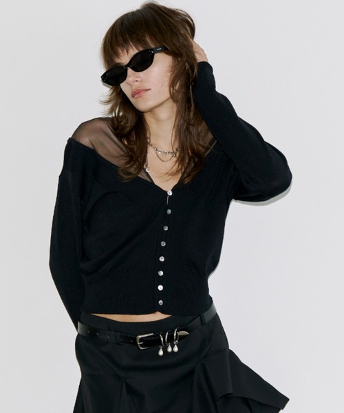 JOSE MOON（ジョゼムーン） カーディガン TULLE SEAM KNIT CARDIGAN