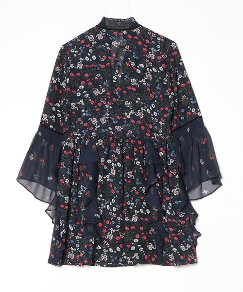 「Lily」 花柄長袖ワンピース X-SMALL ネイビー レディース_画像2