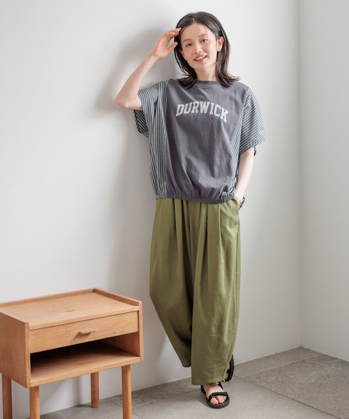 tシャツ 半袖 ストライプ切り替えロゴTシャツ レディース | studio CLIP | 10