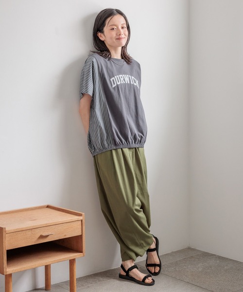 tシャツ 半袖 ストライプ切り替えロゴTシャツ レディース | studio CLIP | 11