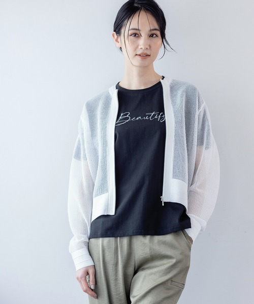 「A/C DESIGN BY ALPHA CUBIC」 ニットカーディガン M オフホワイト レディース_画像5