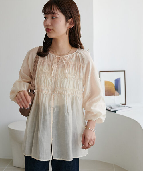 「DISCOAT」 長袖ブラウス MEDIUM チャコールグレー レディース_画像2
