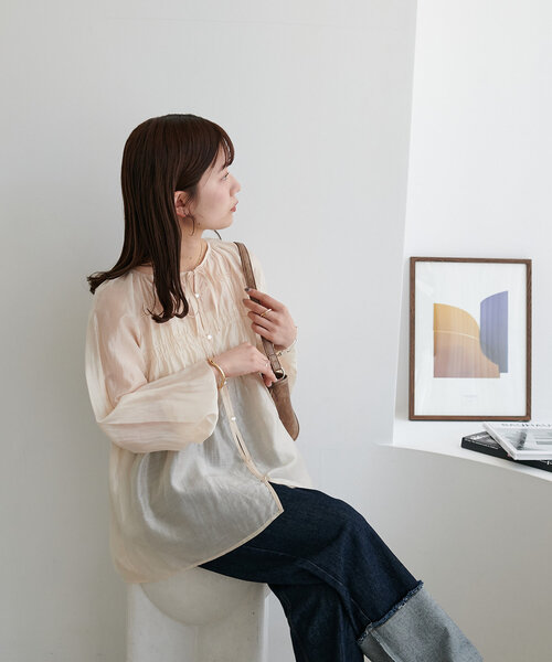 「DISCOAT」 長袖ブラウス MEDIUM チャコールグレー レディース_画像3