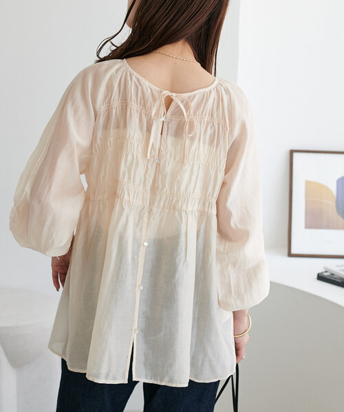 「DISCOAT」 長袖ブラウス MEDIUM チャコールグレー レディース_画像6