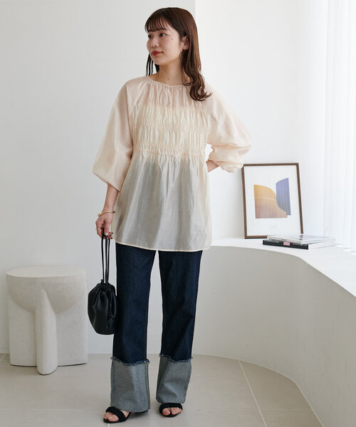 「DISCOAT」 長袖ブラウス MEDIUM チャコールグレー レディース_画像7