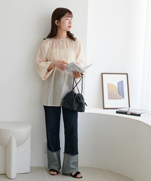 「DISCOAT」 長袖ブラウス MEDIUM チャコールグレー レディース_画像8