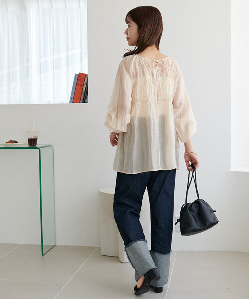 「DISCOAT」 長袖ブラウス MEDIUM チャコールグレー レディース_画像9