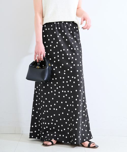 B.C STOCK（ベーセーストック） ロング スカート DOTプリント