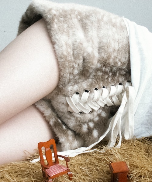 igi パンツ Laced Fur Shorts / レースアップファーショートパンツ