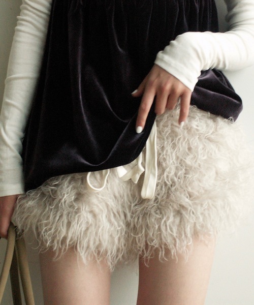 igi LACED FUR SHORTS レースアップファーショートパンツ igi パンツ Laced Fur Shorts / レースアップファーショートパンツ