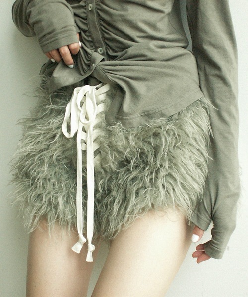 igi パンツ Laced Fur Shorts / レースアップファーショートパンツ