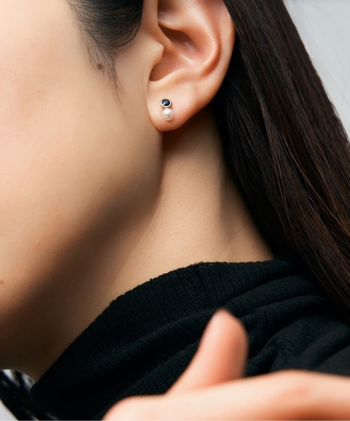 ピアス 「誕生石」K10 アコヤパール×カラーストーン ピアス レディース メンズ