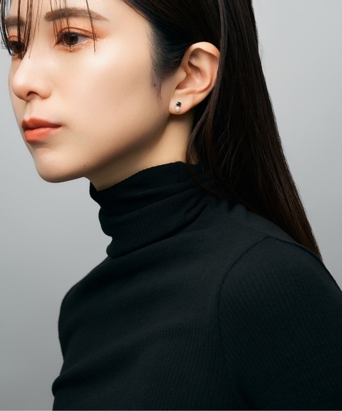 ピアス 「誕生石」K10 アコヤパール×カラーストーン ピアス レディース メンズ