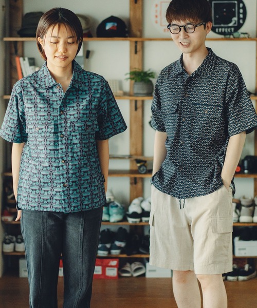 gym master（ジムマスター） シャツ 総柄シアサッカーシャツ メンズ