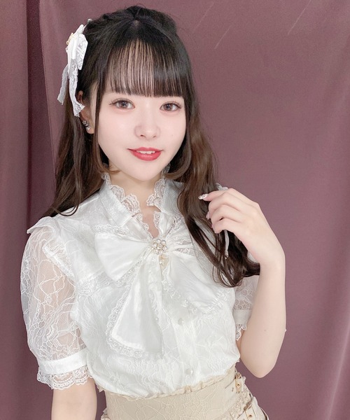 ブラウス　リボン　レース　シアー ROJITA（ロジータ） シャツ ブラウス シアーリボンレースTOPS