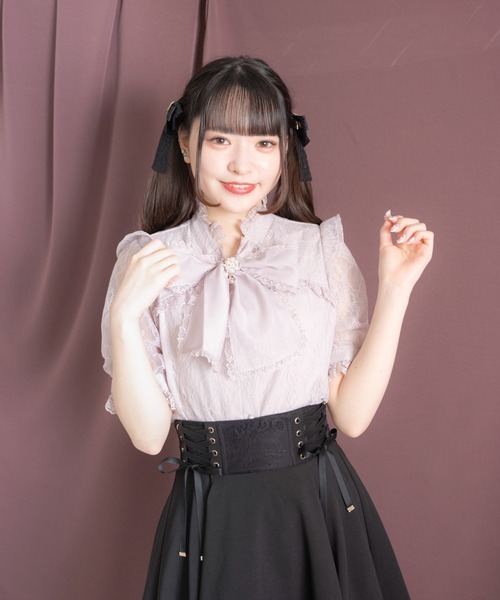 ブラウス　リボン　レース　シアー ROJITA（ロジータ） シャツ ブラウス シアーリボンレースTOPS