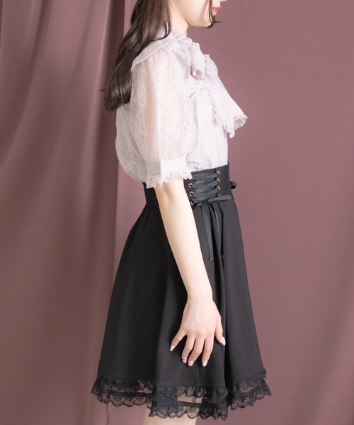 ブラウス　リボン　レース　シアー ROJITA（ロジータ） シャツ ブラウス シアーリボンレースTOPS