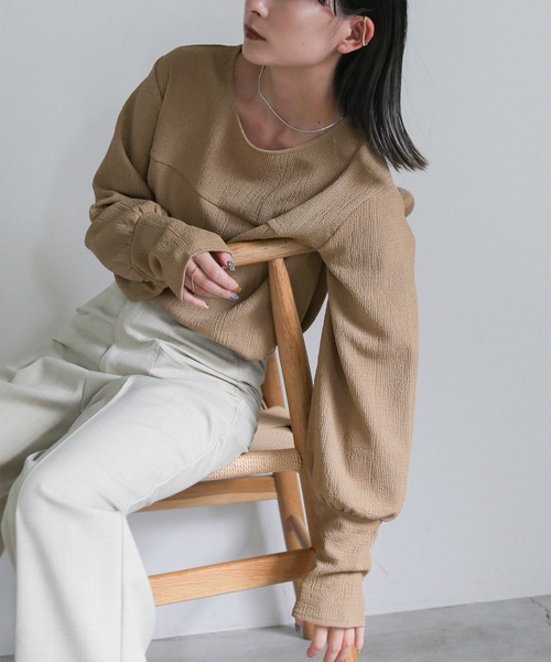 モカ select MOCA（セレクトモカ） tシャツ ジャガードロングカフストップス