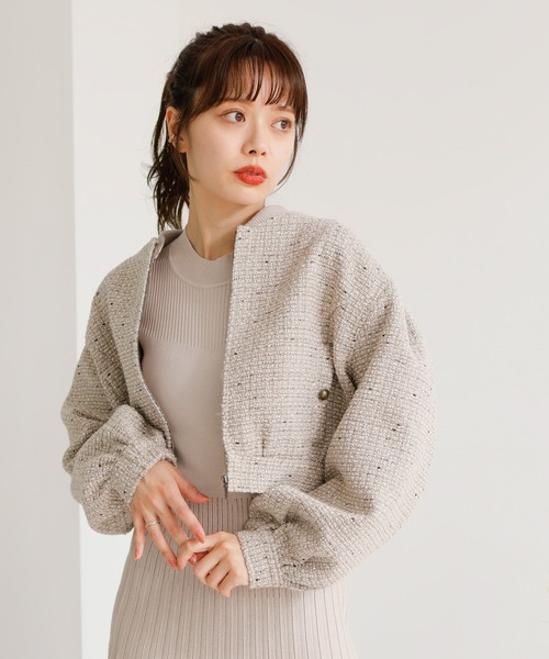 【数々のアワードを受賞】 LADYMADE ブルゾン アウター 2WAYカラーツイードブルゾン ジャケット・アウター