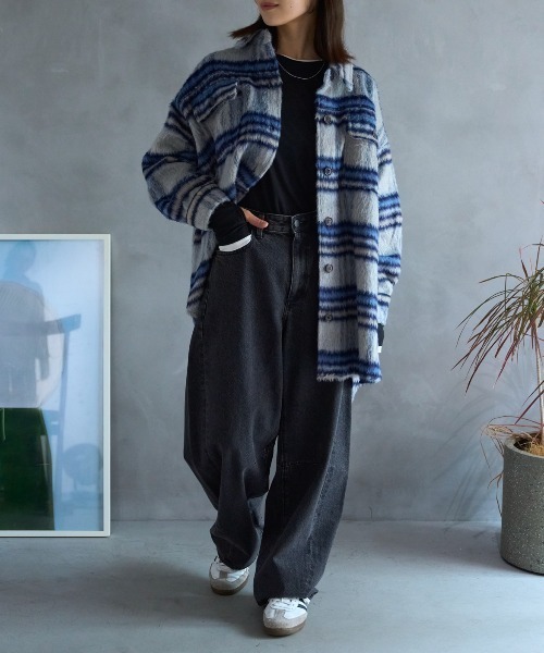 TRIANGLE PALETTE ブルゾン アウター オーバーサイズ シャギーチェック