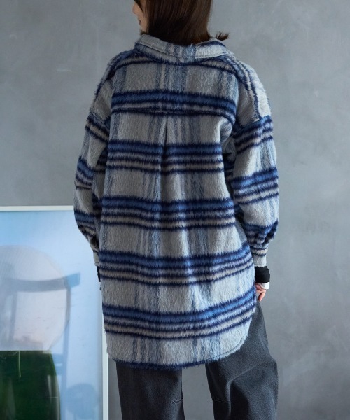 その他ブランド / T.N JACK/ジャケット/XL/ウール/ブルー/チェック/40161101 TRIANGLE PALETTE ブルゾン アウター オーバーサイズ シャギーチェック