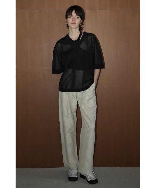 CLANE tシャツ Tシャツ CLANE/クラネ/SHEER VNECK KNIT TOPS 