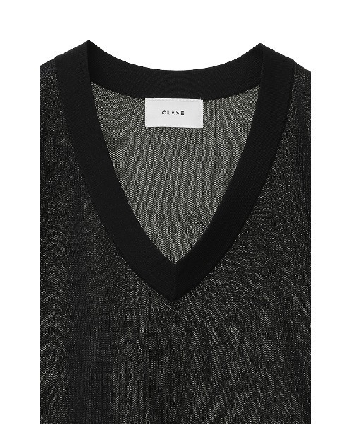 トップス CLANE SHEER VNECK KNIT TOPS CLANE - シアー ブイネック ニットトップス - SHEER VNECK KNIT