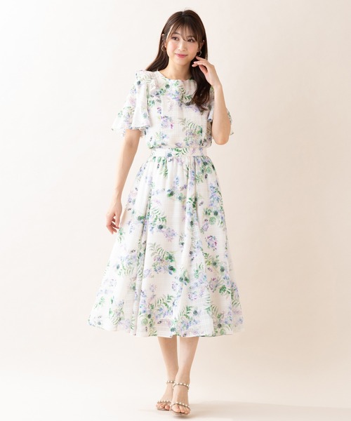 Rose Tiara ブラウス シャツ シャドーチェックフラワーブラウス