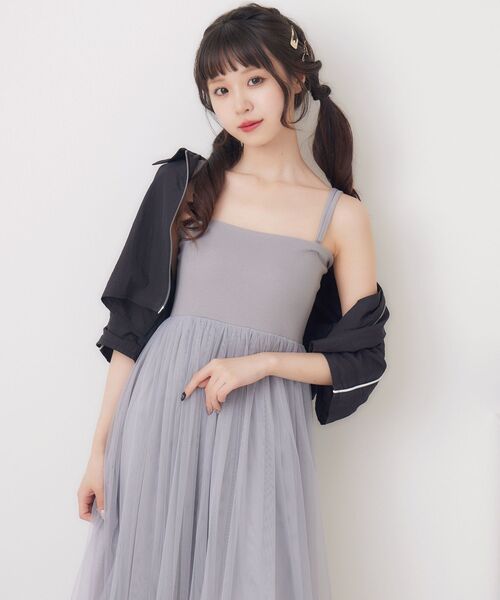 M-PREMIER ♡新品未使用♡定番ふわふわパニエつきワンピース セール】 お花つきギャザーノースリーブワンピース （ミニ丈