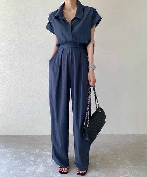 セットアップ ノースリーブ パンツ フレンチコットン 4collors F セットアップ ノースリーブ パンツ フレンチコットン 4collors F