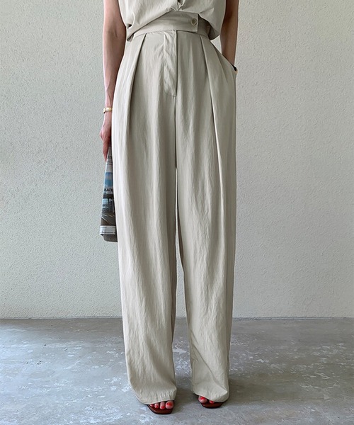 セットアップ ノースリーブ パンツ フレンチコットン 4collors F セットアップ ノースリーブ パンツ フレンチコットン 4collors F