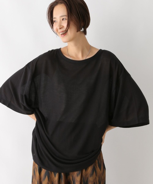 LEPSIM tシャツ 梨地配色ラインチュニック 114442 レディース