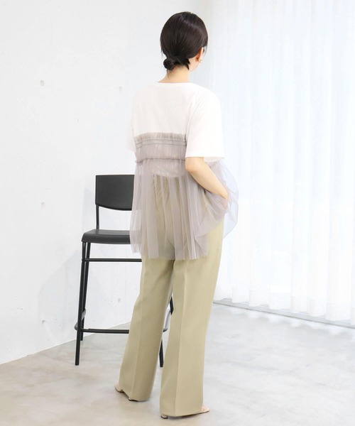 tシャツ TULLE DOCKING TEE レディース tiptop tシャツ チュールドッキングTシャツ レディース