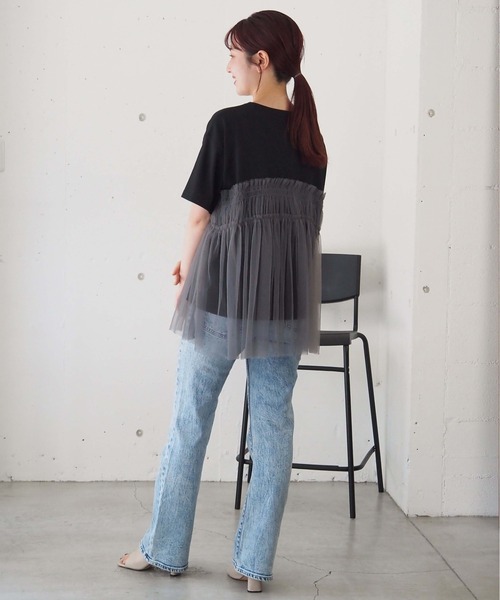 プライオリティーチュールドッキングTシャツ tiptop tシャツ チュールドッキングTシャツ レディース