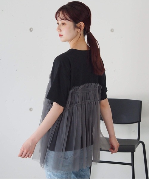 tiptop tシャツ チュールドッキングTシャツ レディース