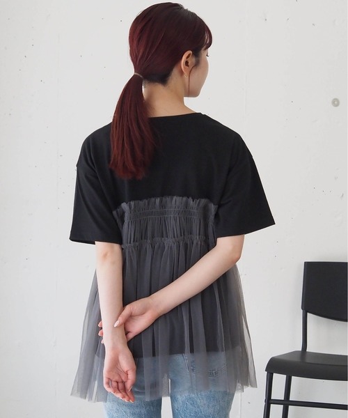 プライオリティーチュールドッキングTシャツ tiptop tシャツ チュールドッキングTシャツ レディース