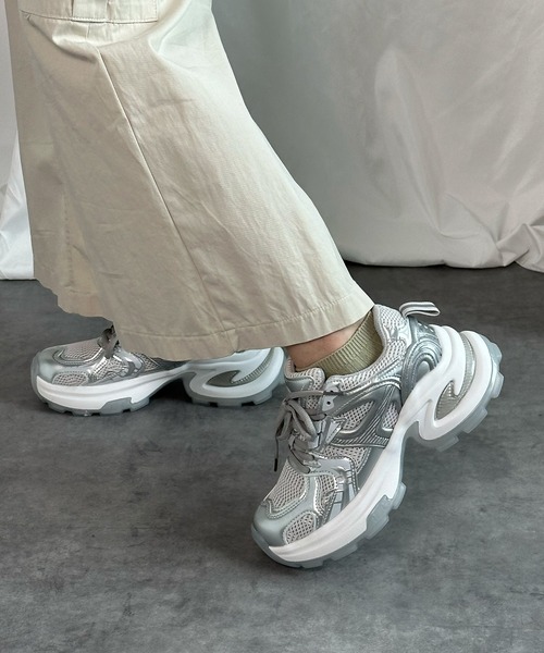 shoes365 スニーカー 「shoes365」パッチワークデザイン厚底