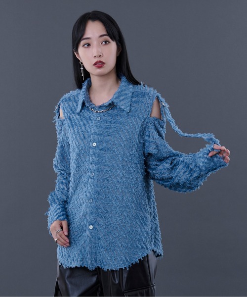 Ellno Loset（エルノロゼット） シャツ フリンジJQカットアウトシャツ