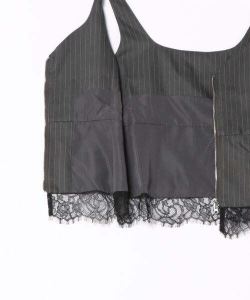 STYLEBLOCK ベスト ジレ ピンストライプレースジップビスチェ