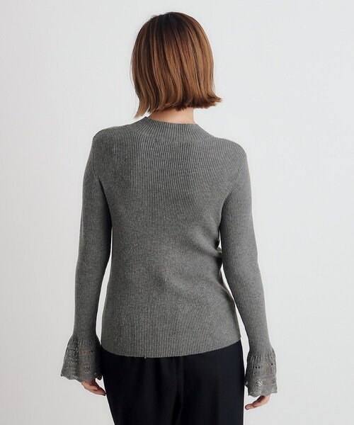 atelier edition グレー レース編み ニットセーター 長袖 ◇【雑誌掲載】袖レース編みリブニット（ニット/セーター） | grove