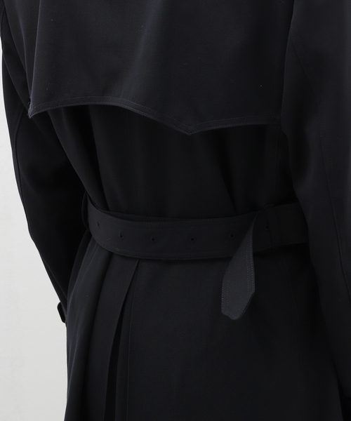 美品　EDIFICE　エディフィス　ブラック トレンチコートロング黒 EDIFICE（エディフィス） トレンチコート コート HUSBANDS(ハズバンズ