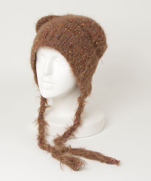 BUTTON EAR MUFF KNIT CAP ニットキャップ ニット帽 ニットキャップ 「HIKA」耳当て付きモヘア風ニットCAP