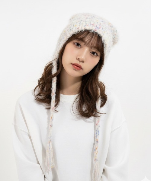 ニット帽 ニットキャップ 「HIKA」くま耳ネップニットCAP レディース