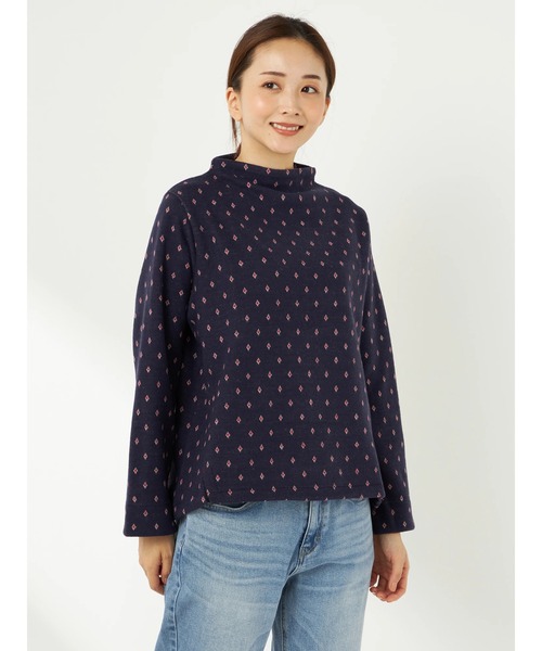 tシャツ ミルド調小紋柄プルオーバー レディース