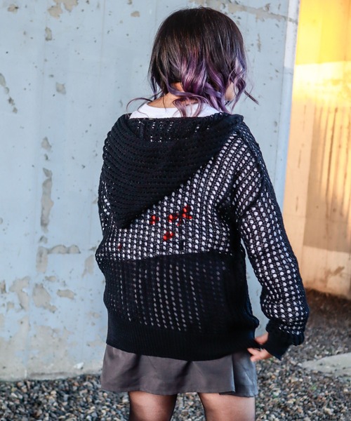 Bling Leads パーカー Z)「BLINGLEADS」メッシュ編みニットZIP