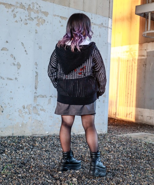 Bling Leads パーカー Z)「BLINGLEADS」メッシュ編みニットZIP