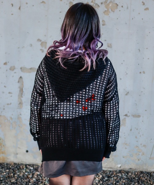 Bling Leads パーカー Z)「BLINGLEADS」メッシュ編みニットZIP
