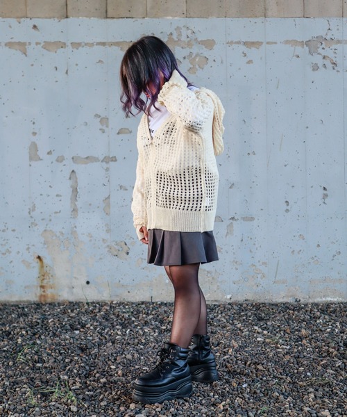 Bling Leads パーカー Z)「BLINGLEADS」メッシュ編みニットZIP