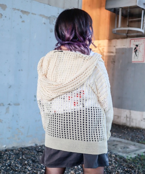 Bling Leads パーカー Z)「BLINGLEADS」メッシュ編みニットZIP